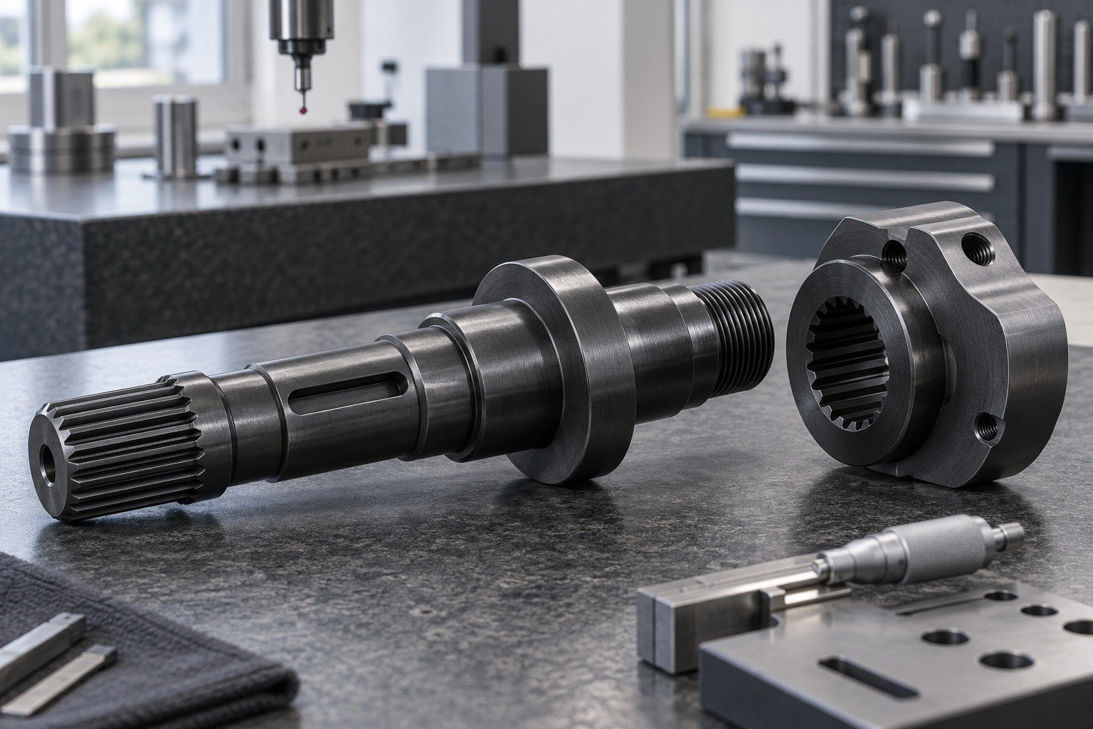 Shafts & Hubs — Your Part — illustrative blackened steel component