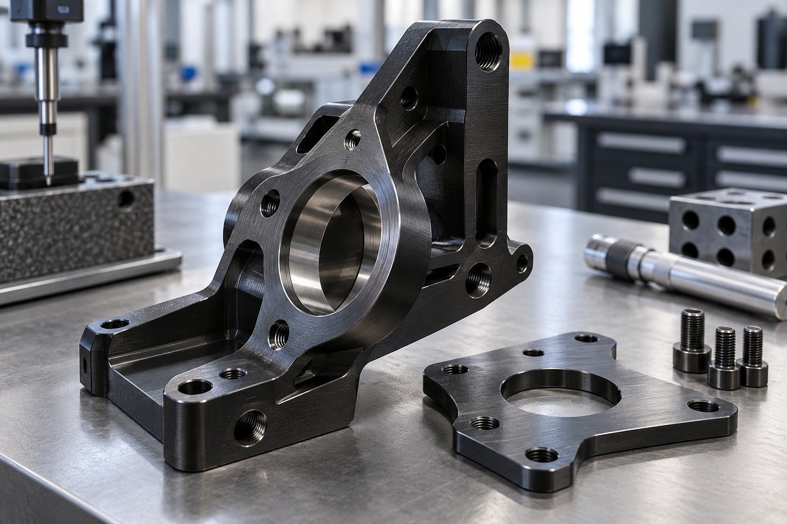 Stainless Steel — illustrative blackened steel component