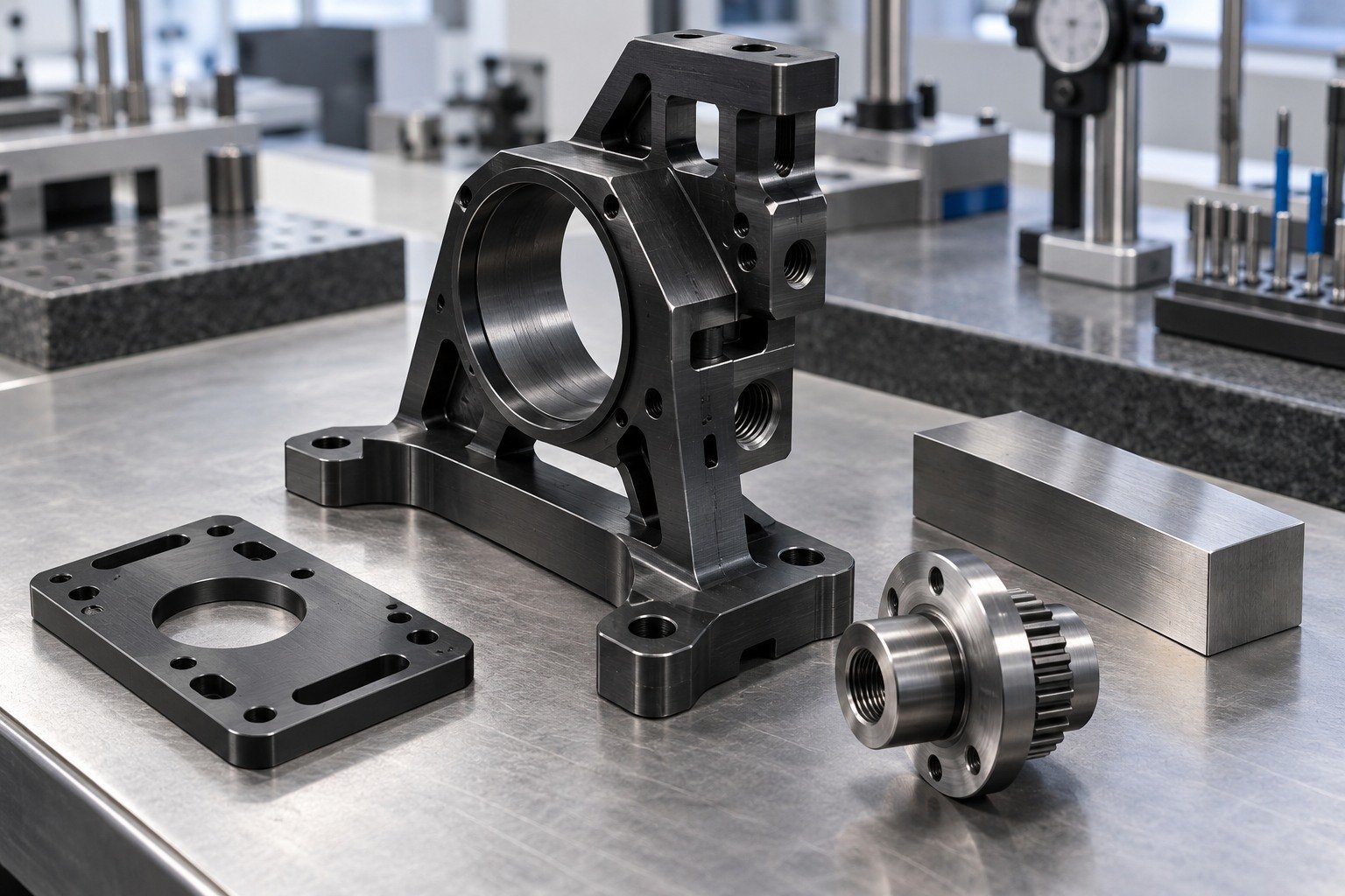 Stainless Review — Steel & Route — illustrative blackened steel component