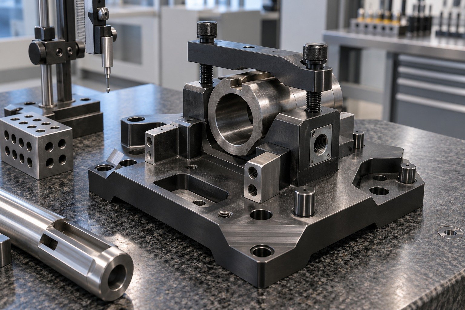 Fixtures & Tooling — Acceptance — illustrative blackened steel component