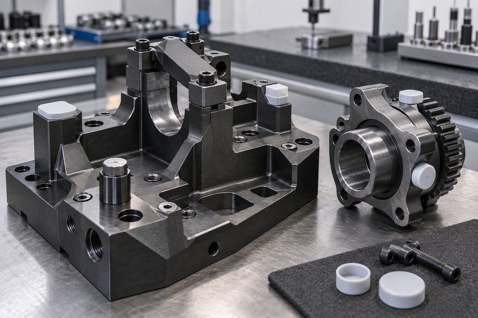 Fixtures & Tooling — Fit & Protection — illustrative blackened steel component