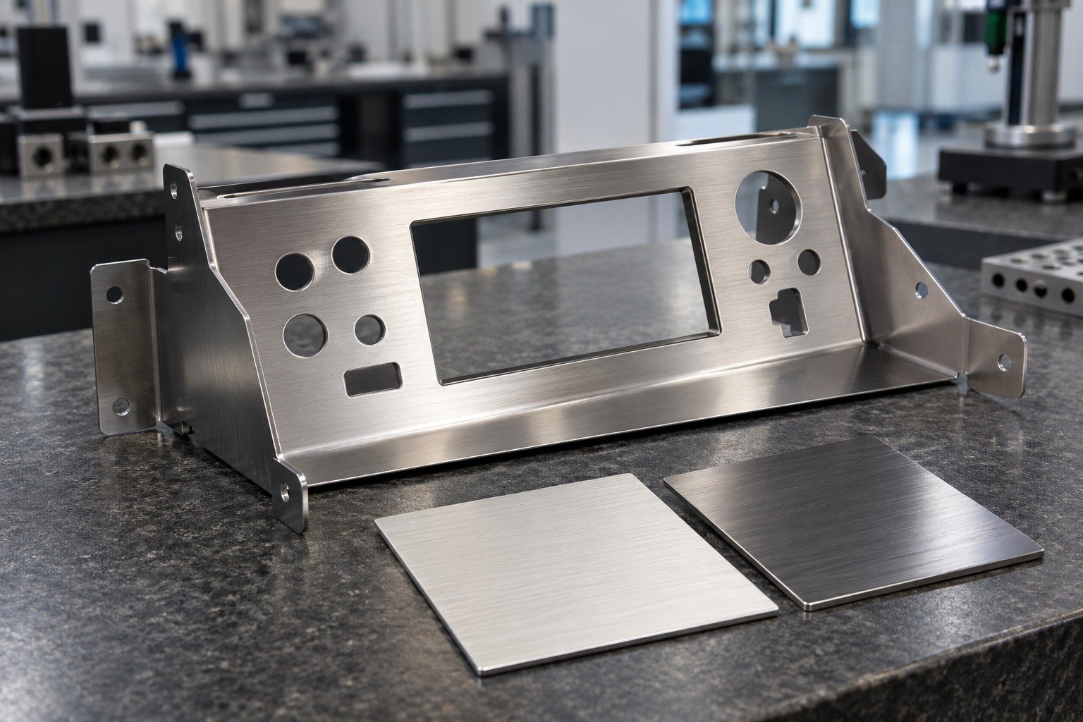 Finish Review — illustrative brushed or mechanically polished metal component