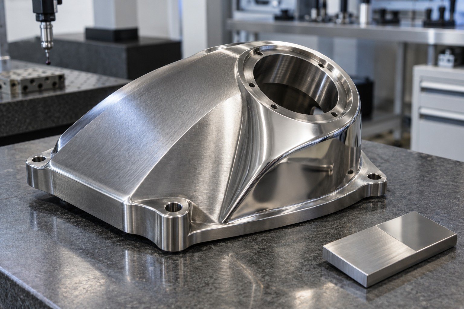 Finished Samples — illustrative brushed or mechanically polished metal component