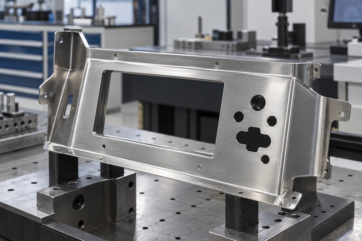 Edges & Thin Walls — illustrative brushed or mechanically polished metal component