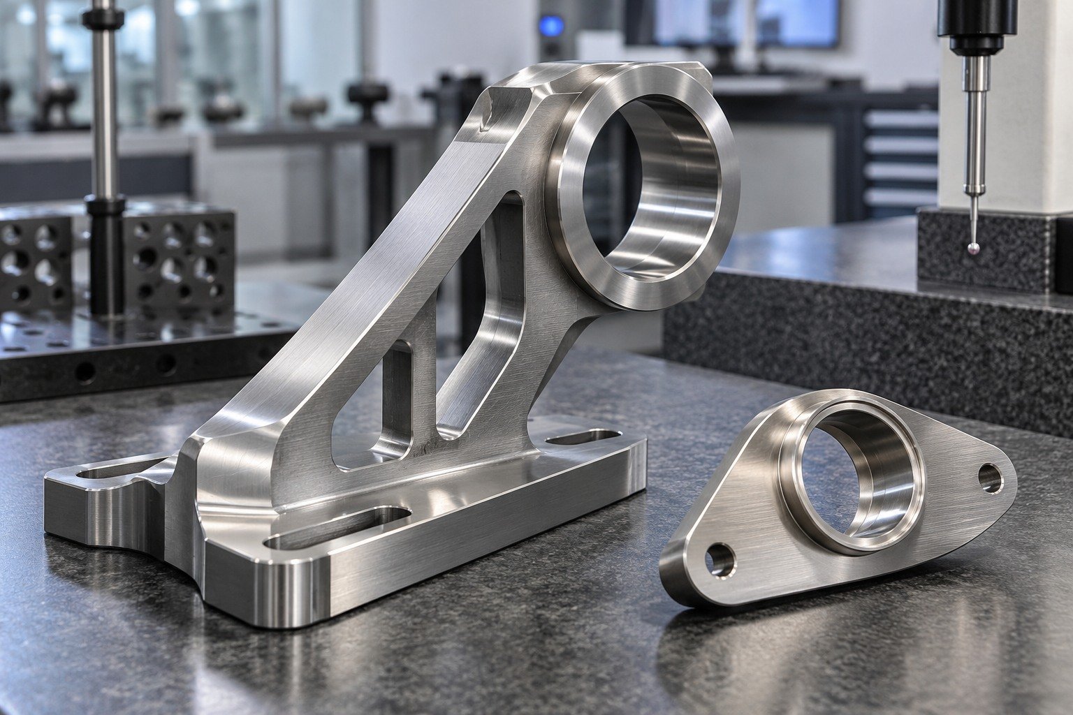 Stock & Fits — illustrative brushed or mechanically polished metal component