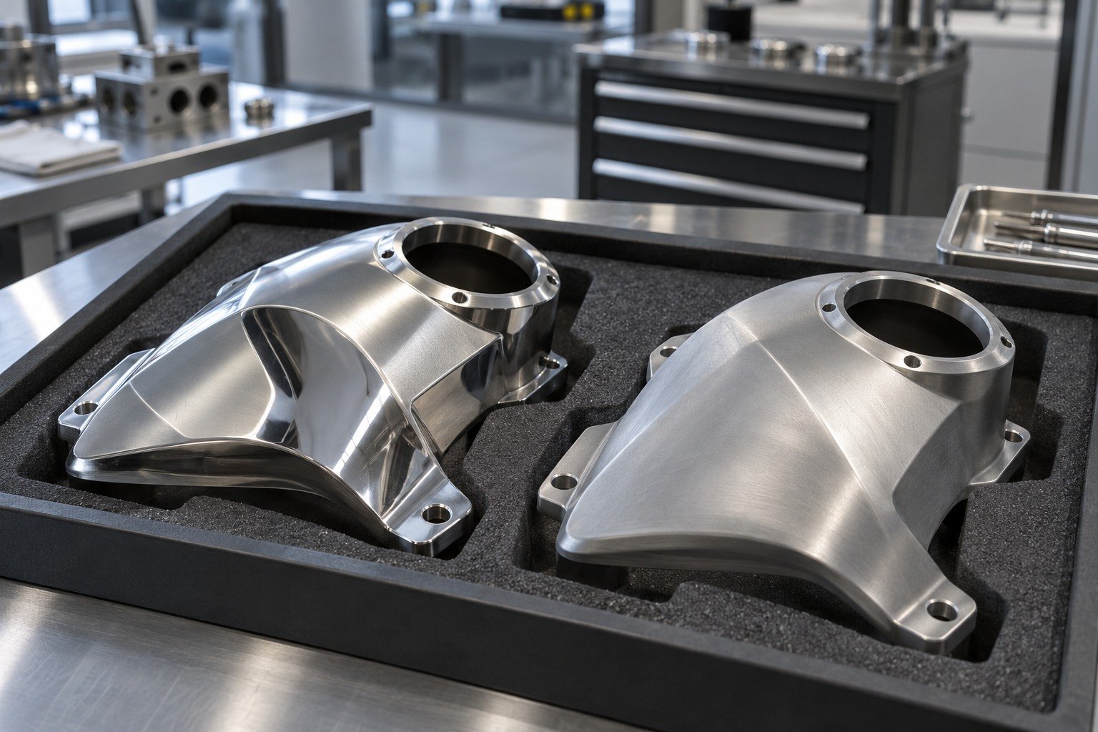 Sample & Packing — illustrative brushed or mechanically polished metal component