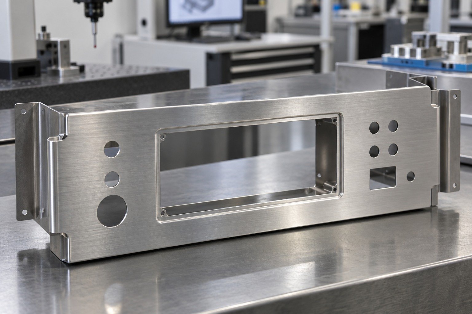 Grain & Visible Faces — illustrative brushed or mechanically polished metal component
