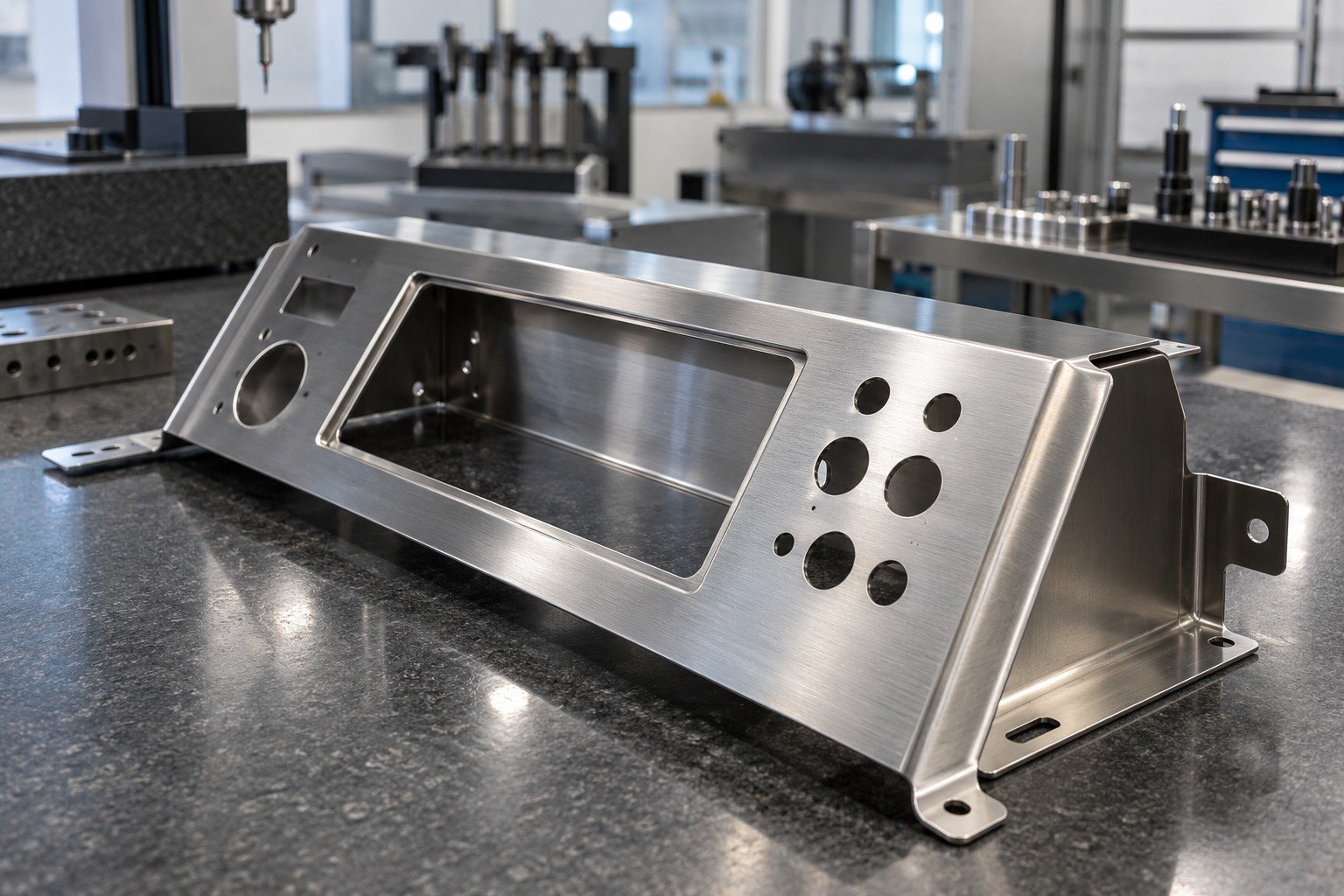 Equipment Panels — illustrative brushed or mechanically polished metal component