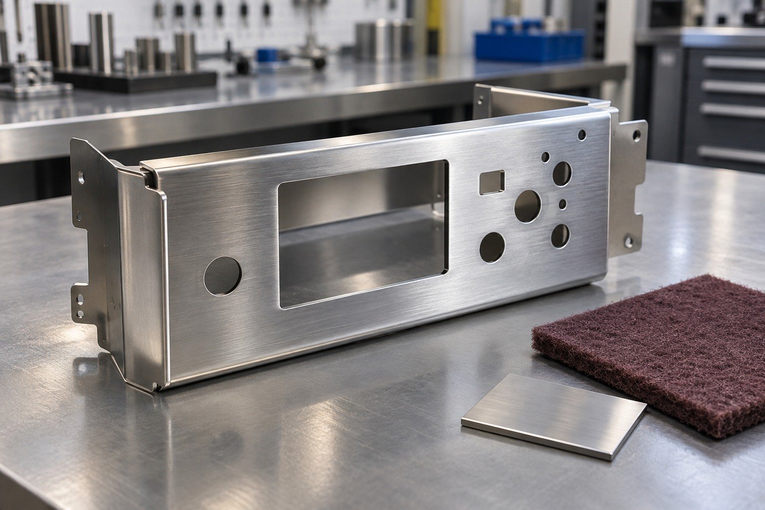 Brush or Polish — illustrative brushed or mechanically polished metal component
