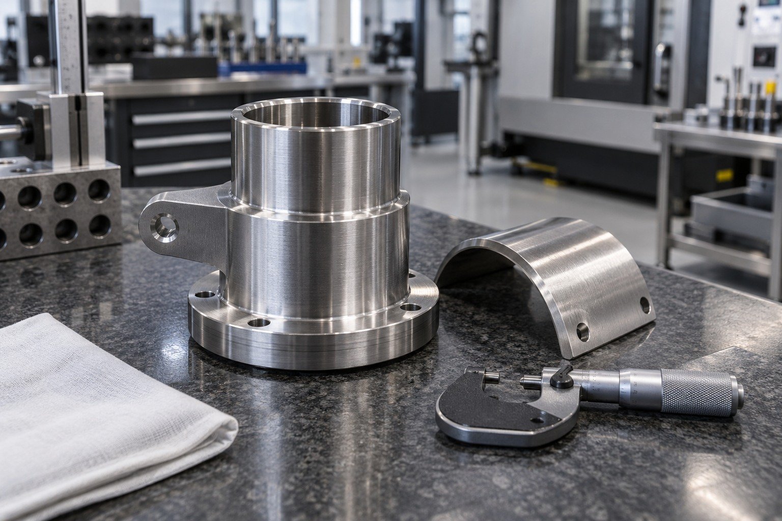 Clean & Inspect — illustrative brushed or mechanically polished metal component