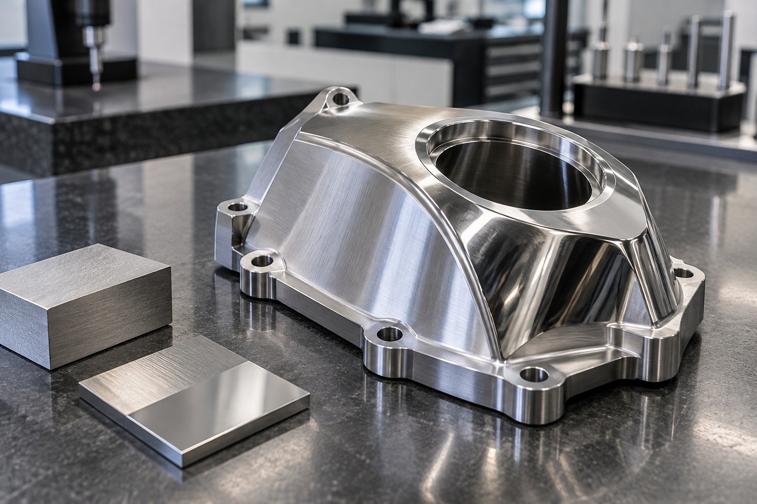 Reflective Surfaces — Material & Finish — illustrative brushed or mechanically polished metal component