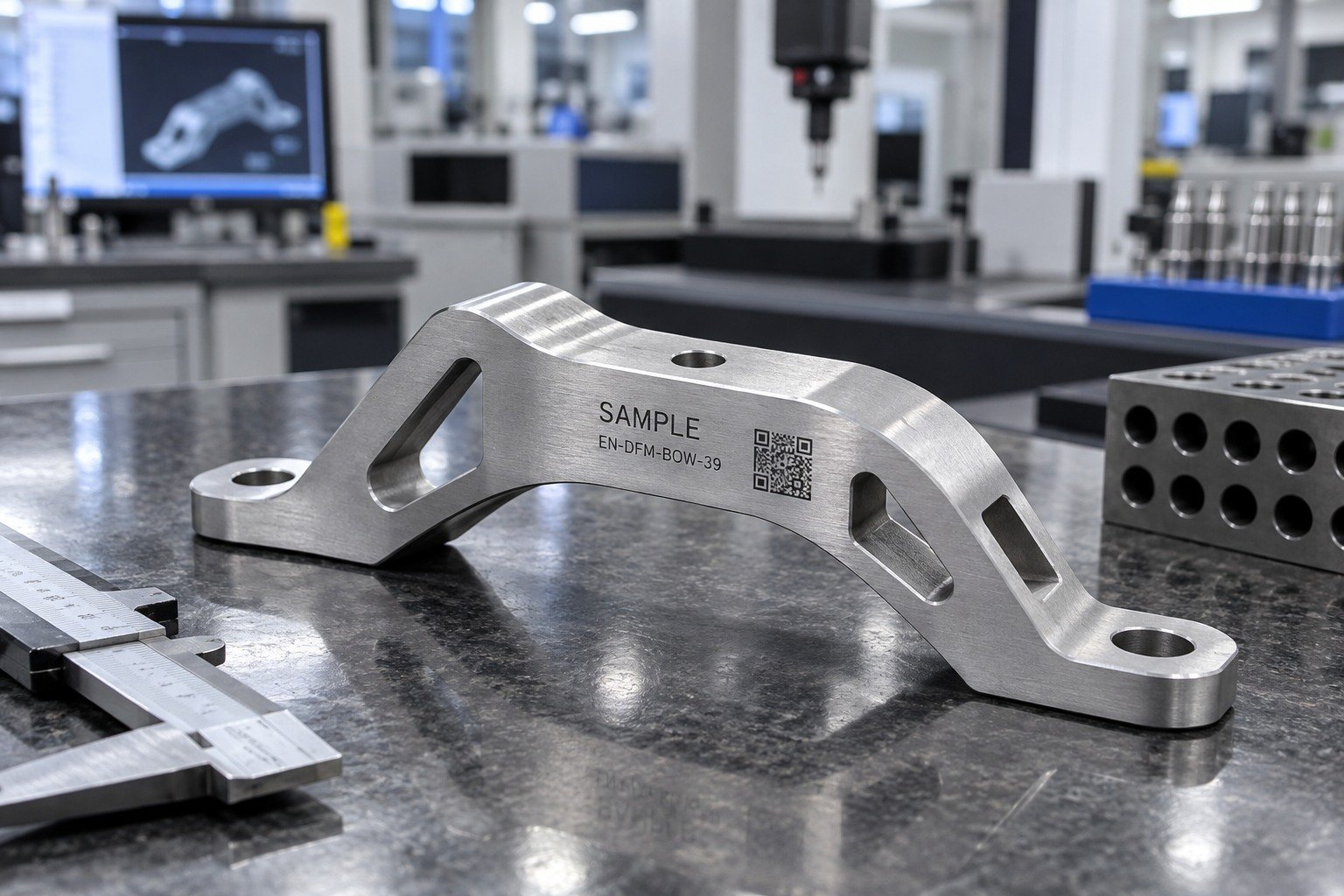 Reading & Codes — illustrative industrial laser-marked component