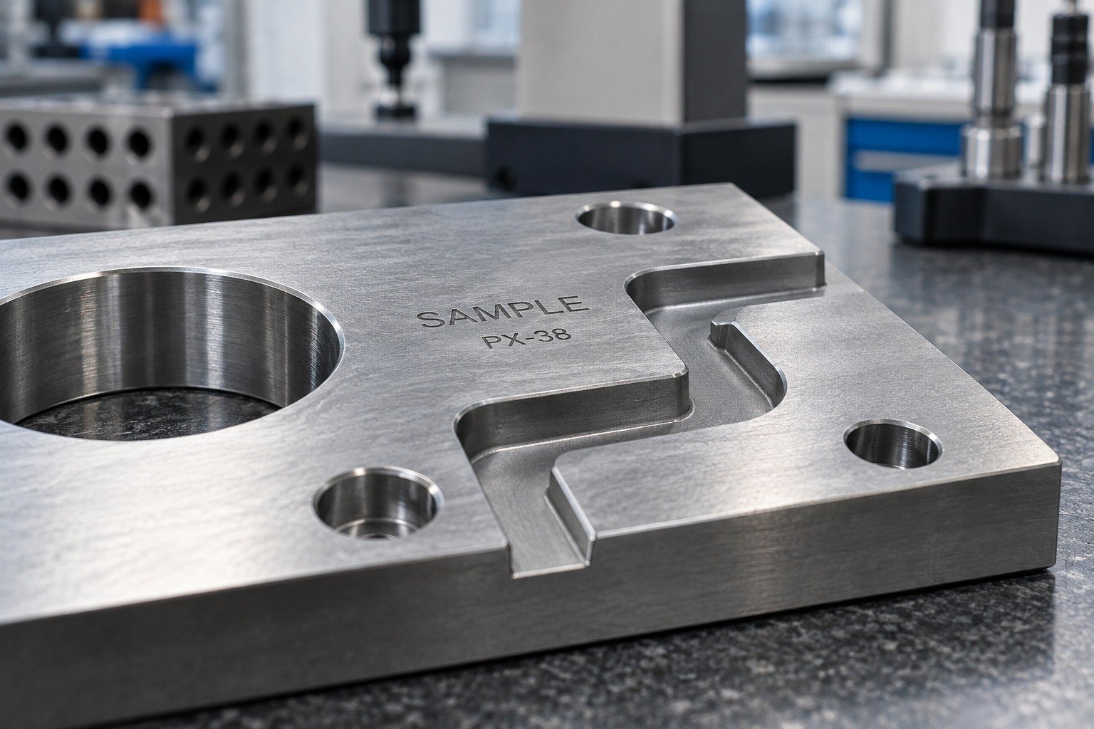 Depth & Geometry — illustrative industrial laser-marked component