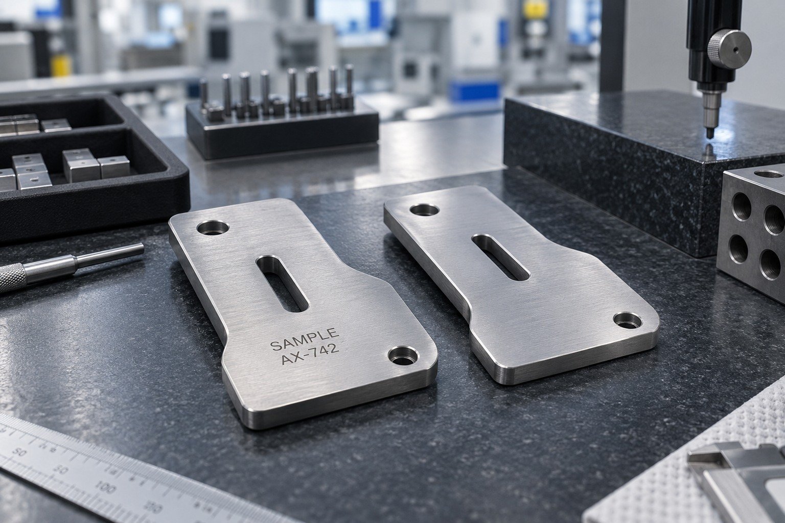 Sample & Records — illustrative industrial laser-marked component