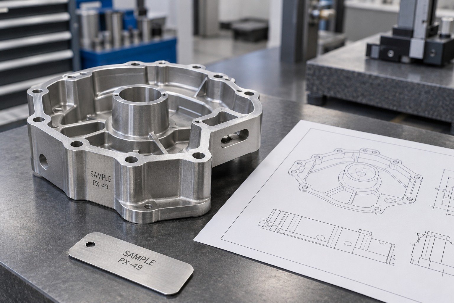 Review & Release — illustrative industrial laser-marked component