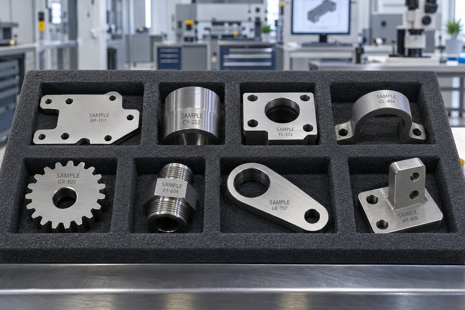Record & Pack — illustrative industrial laser-marked component