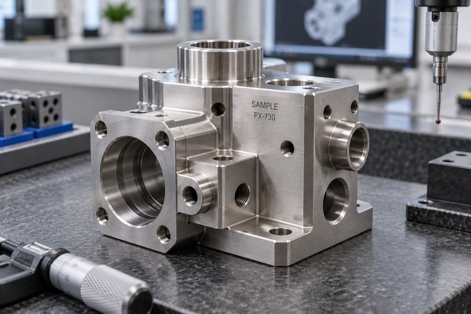 Machined Components — Your Part — illustrative industrial laser-marked component