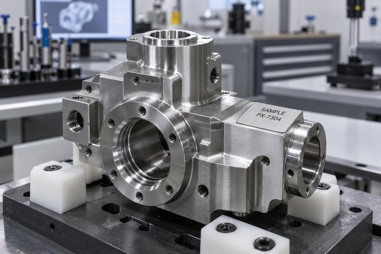 Machined Components — Artwork & Location — illustrative industrial laser-marked component