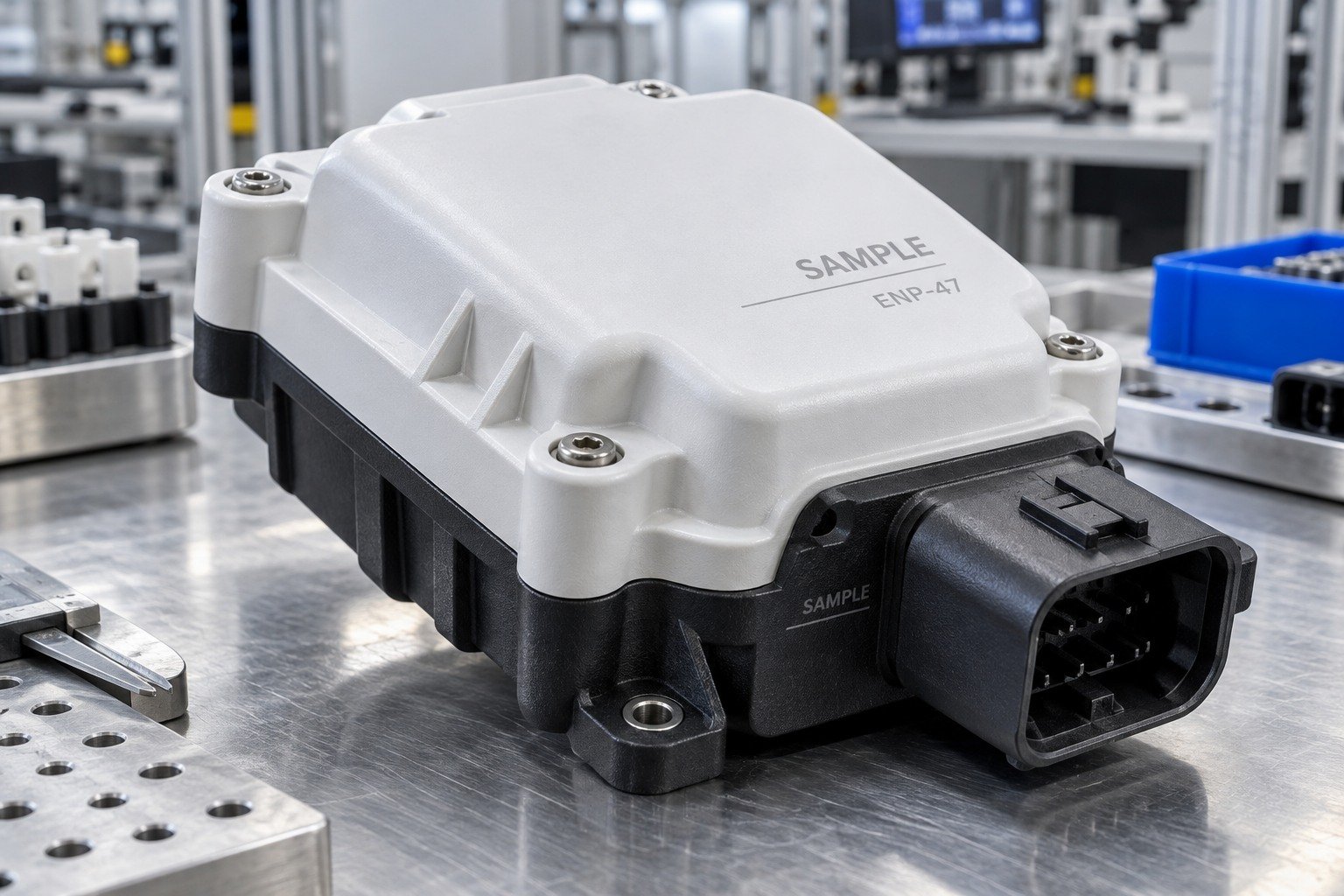 Plastic Parts — illustrative industrial laser-marked component