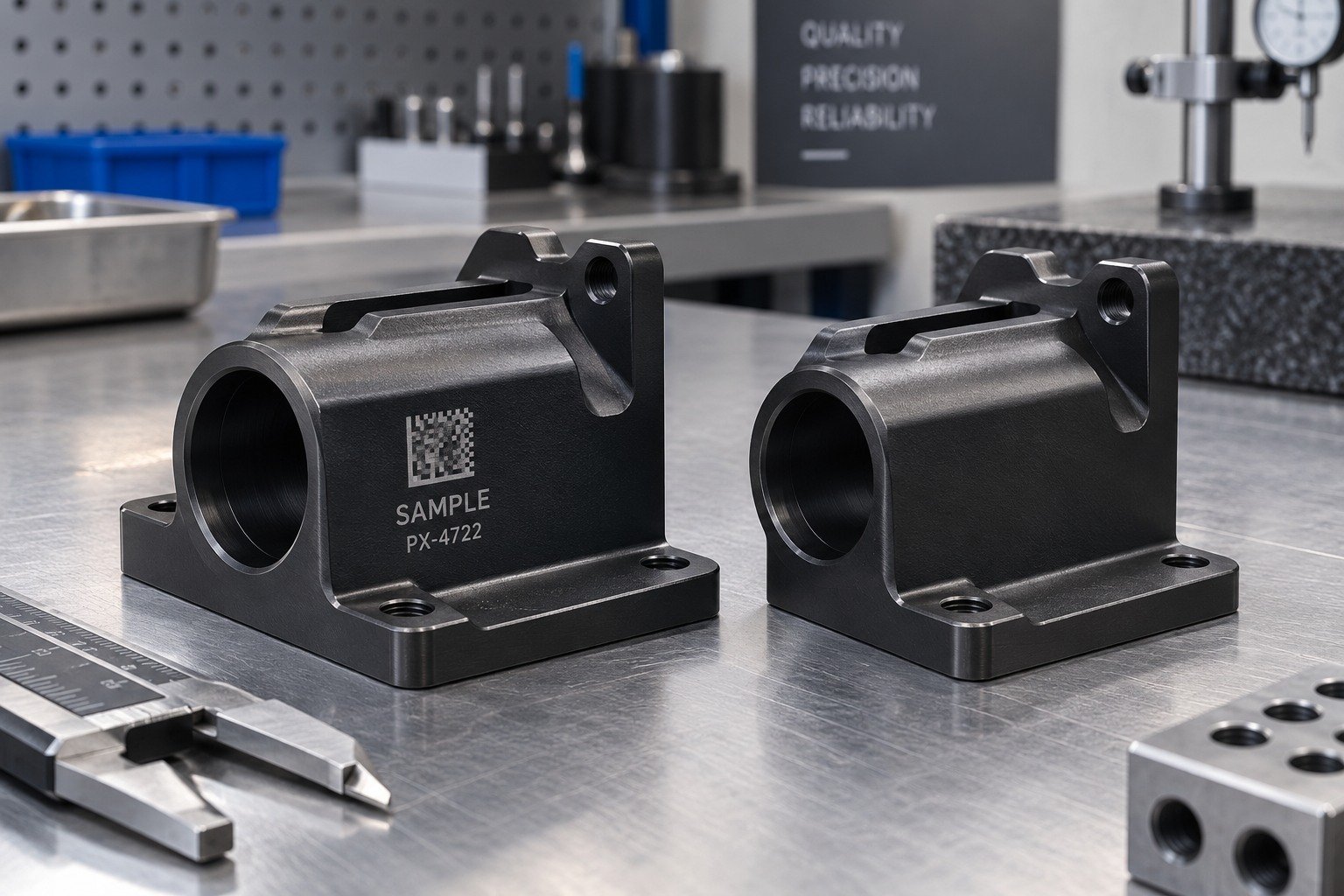 Machine-Readable Marks — Material & Method — illustrative industrial laser-marked component