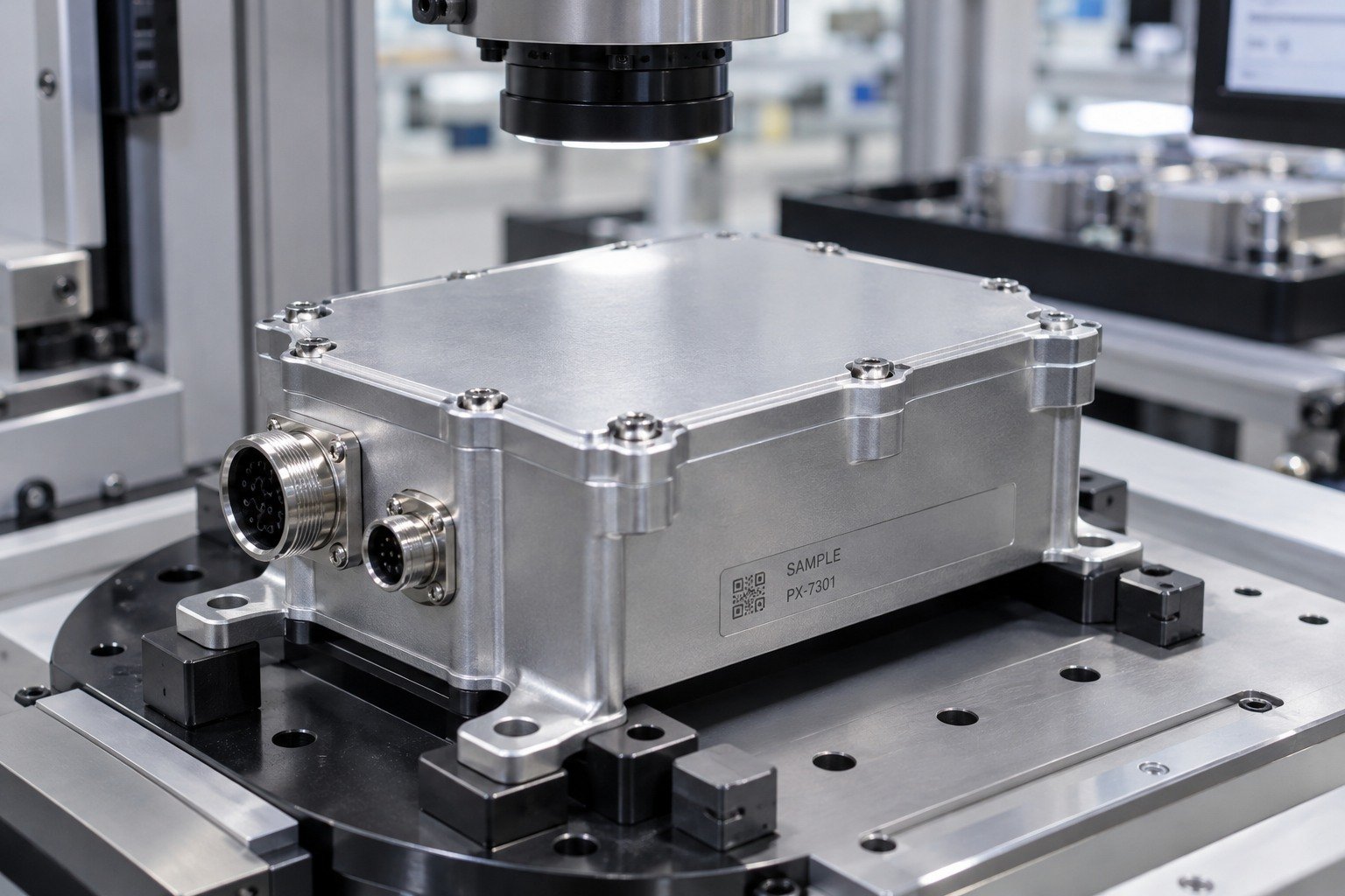 Enclosures & Covers — Acceptance — illustrative industrial laser-marked component