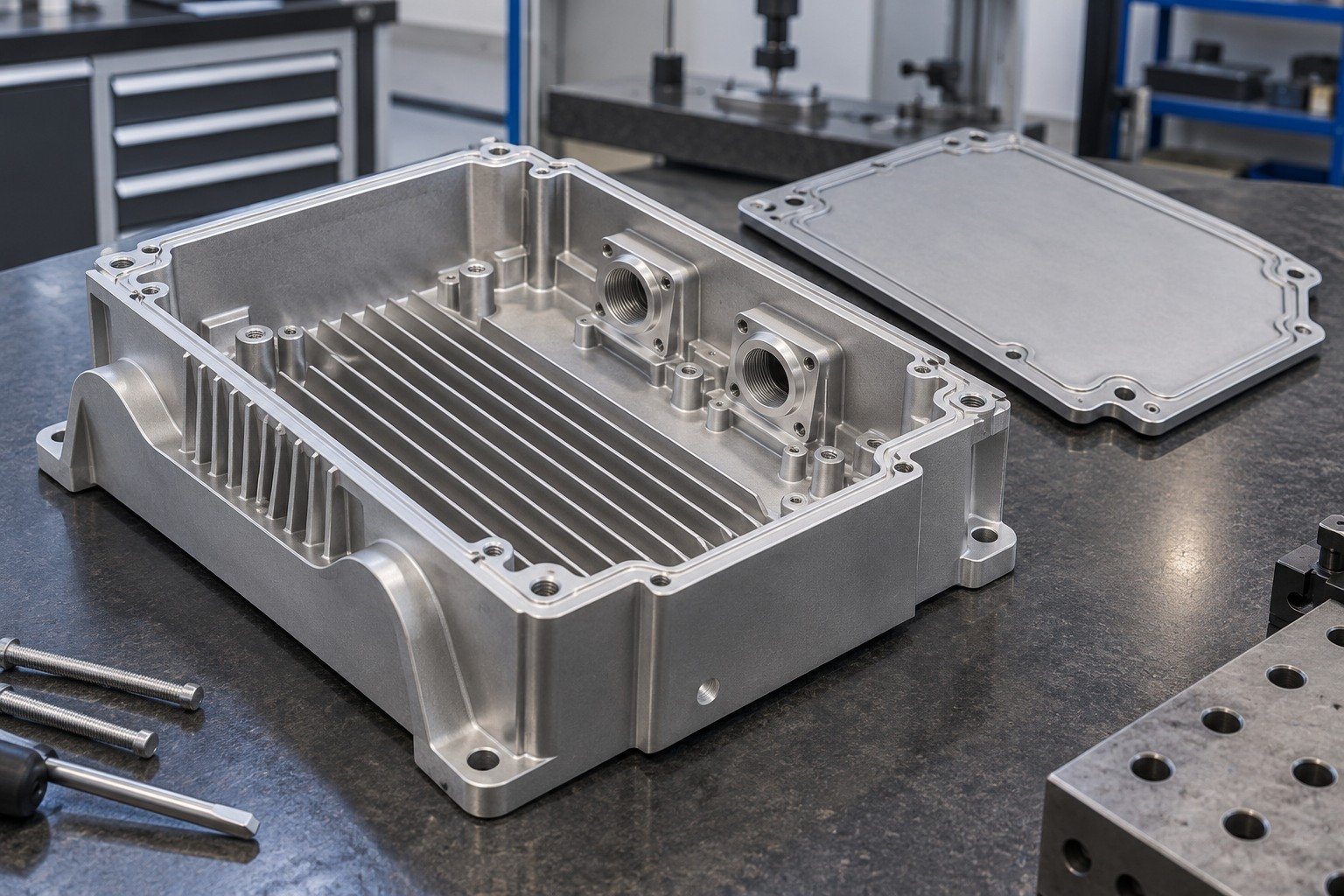 Aluminum Enclosures — Your Part — illustrative media-blasted metal component