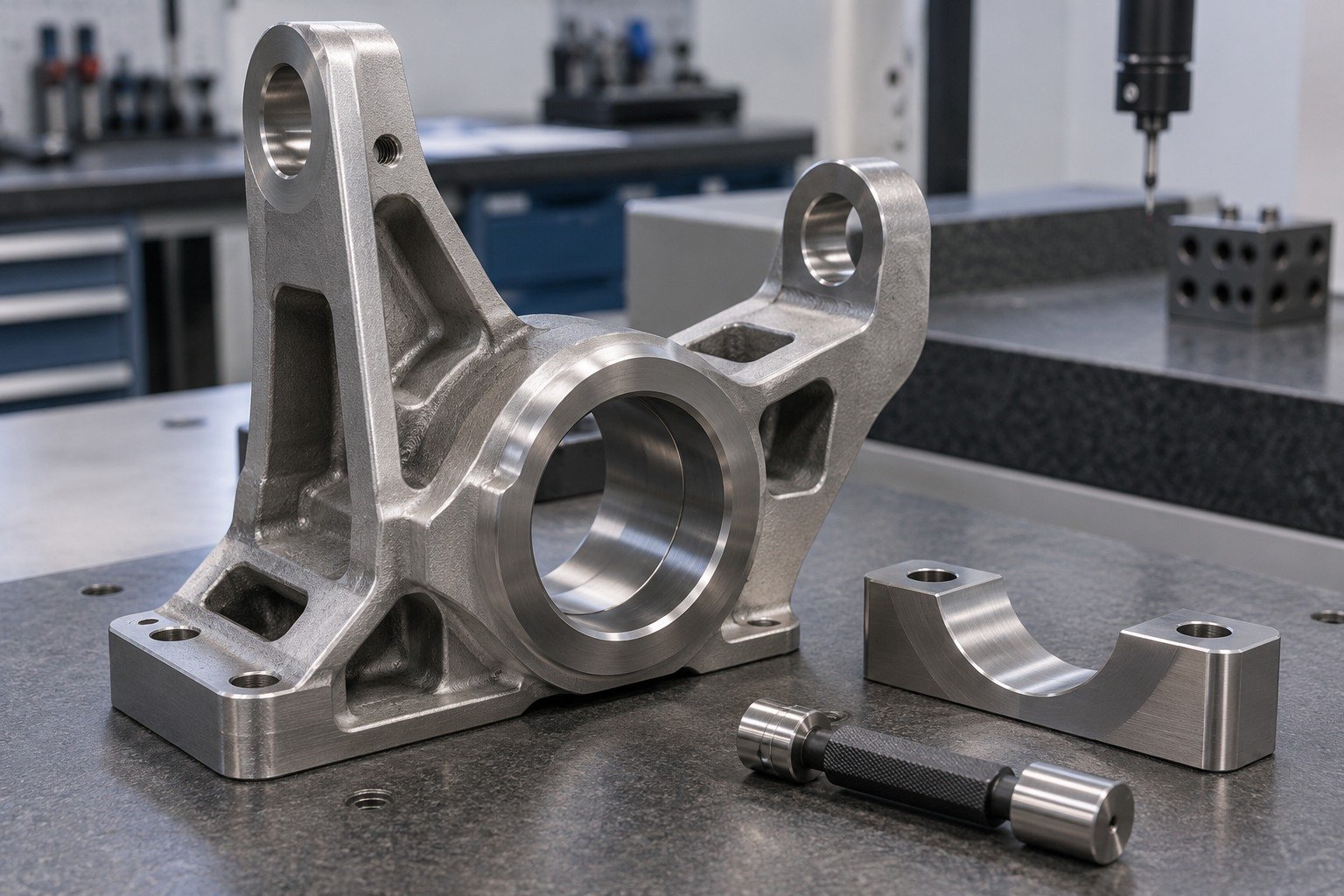 Your Custom Part — Acceptance — illustrative media-blasted metal component