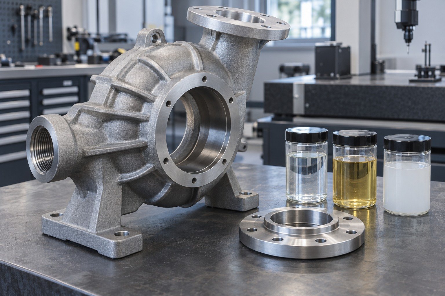 Media & Grade — illustrative media-blasted metal component