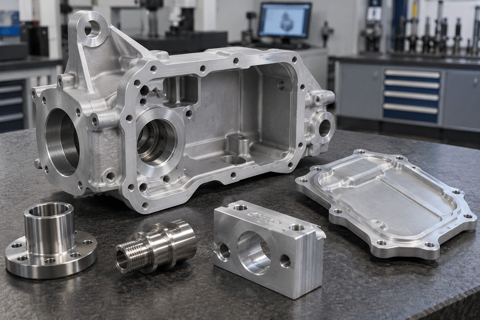 Material & Purpose — illustrative media-blasted metal component