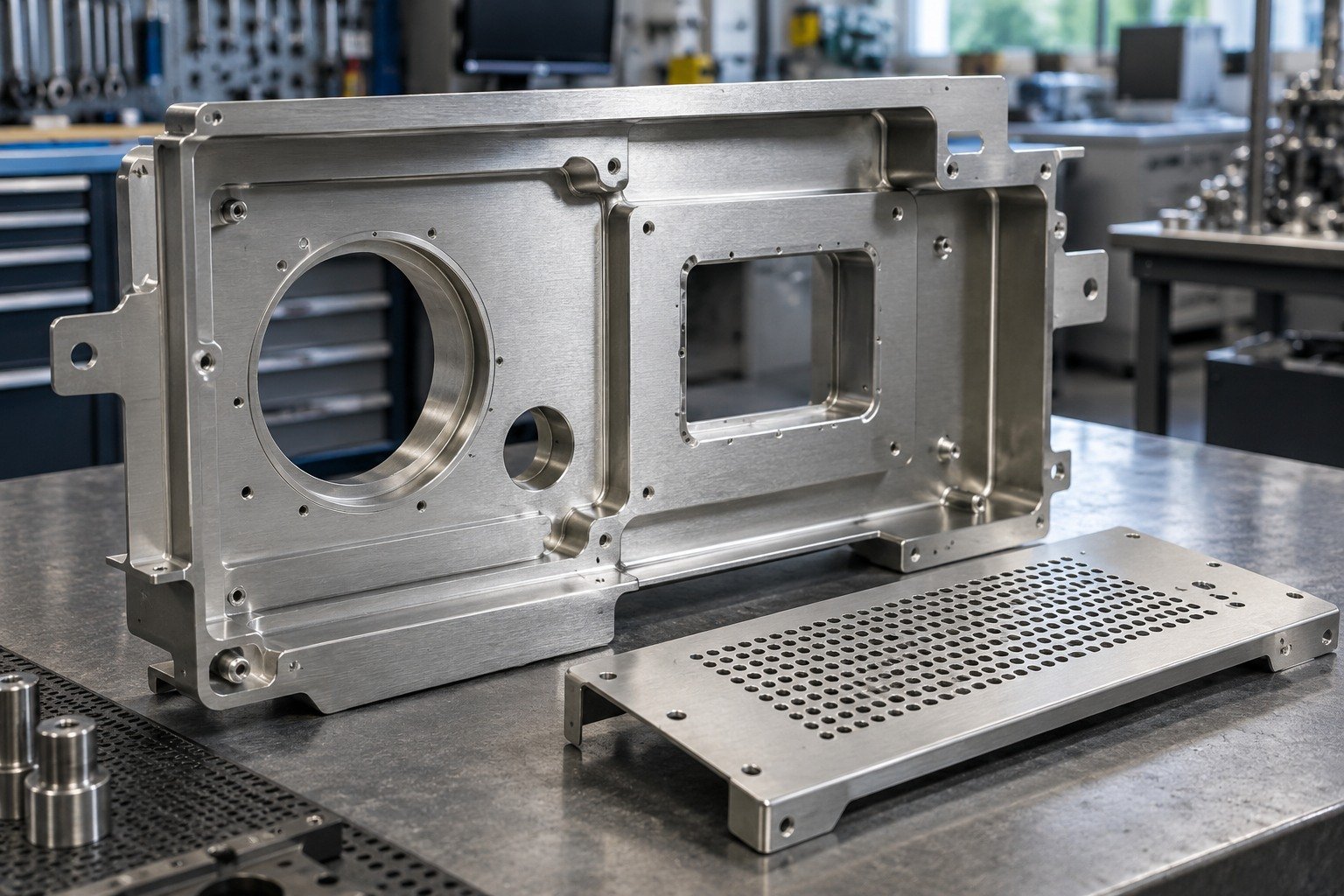 Formed Panels — illustrative media-blasted metal component