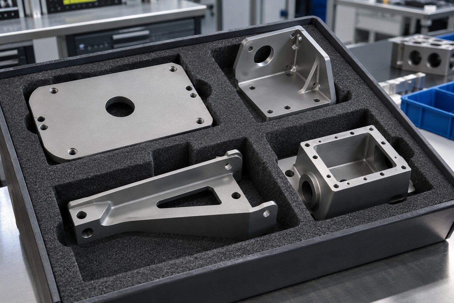 Inspect & Pack — illustrative media-blasted metal component