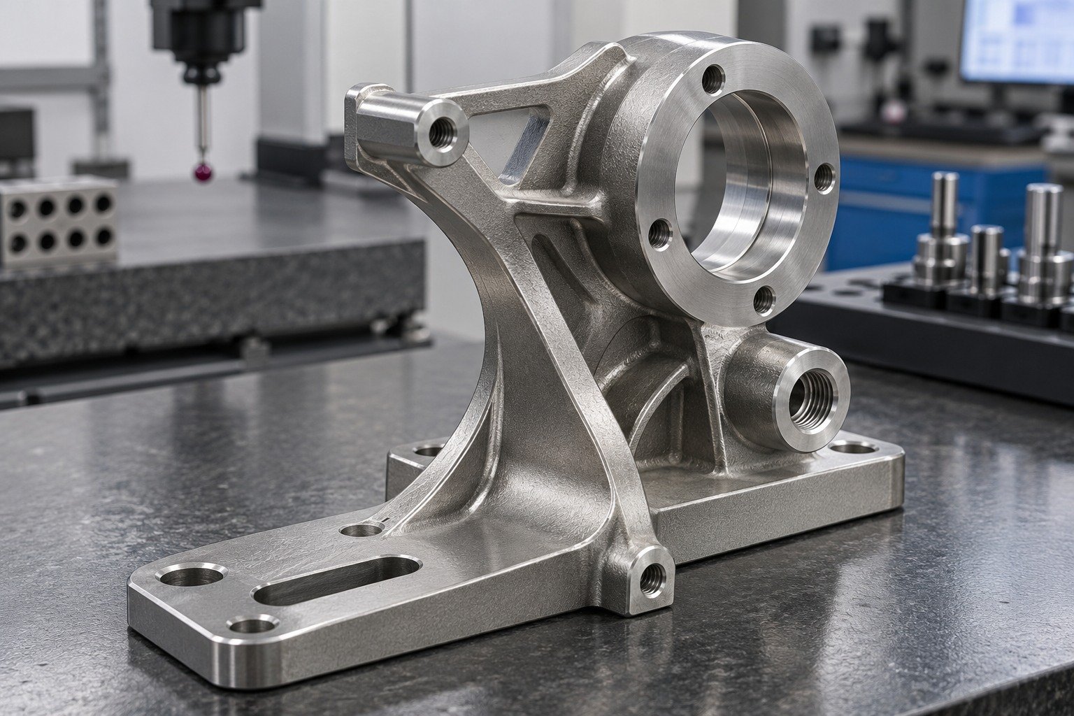 Stainless Steel — illustrative media-blasted metal component