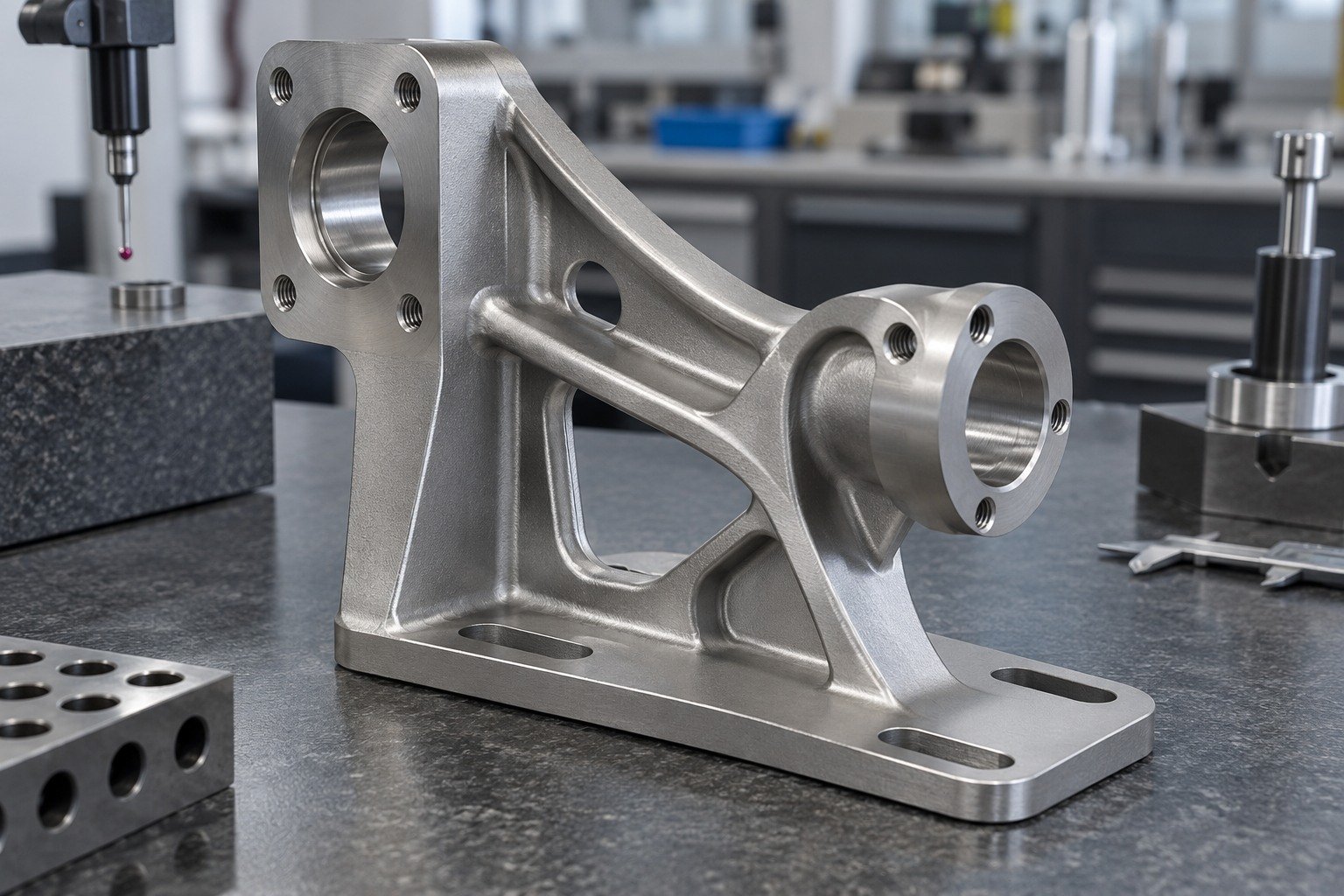 Stainless Components — Your Part — illustrative media-blasted metal component