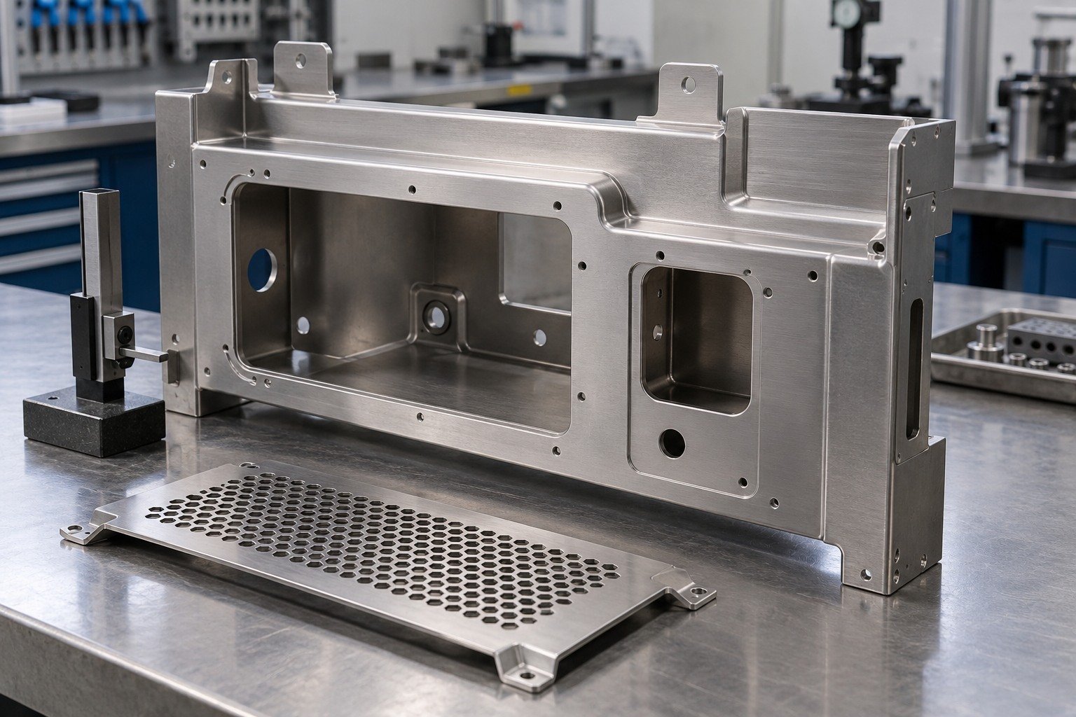 Sheet Metal Parts — Acceptance — illustrative media-blasted metal component