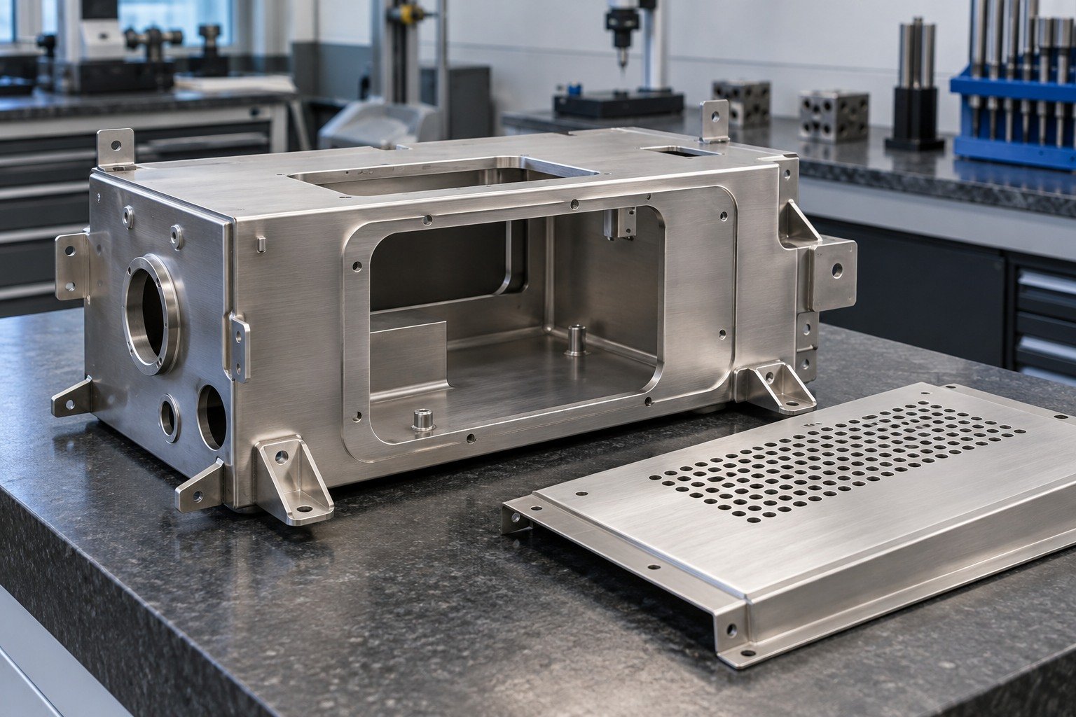 Sheet Metal Parts — Your Part — illustrative media-blasted metal component