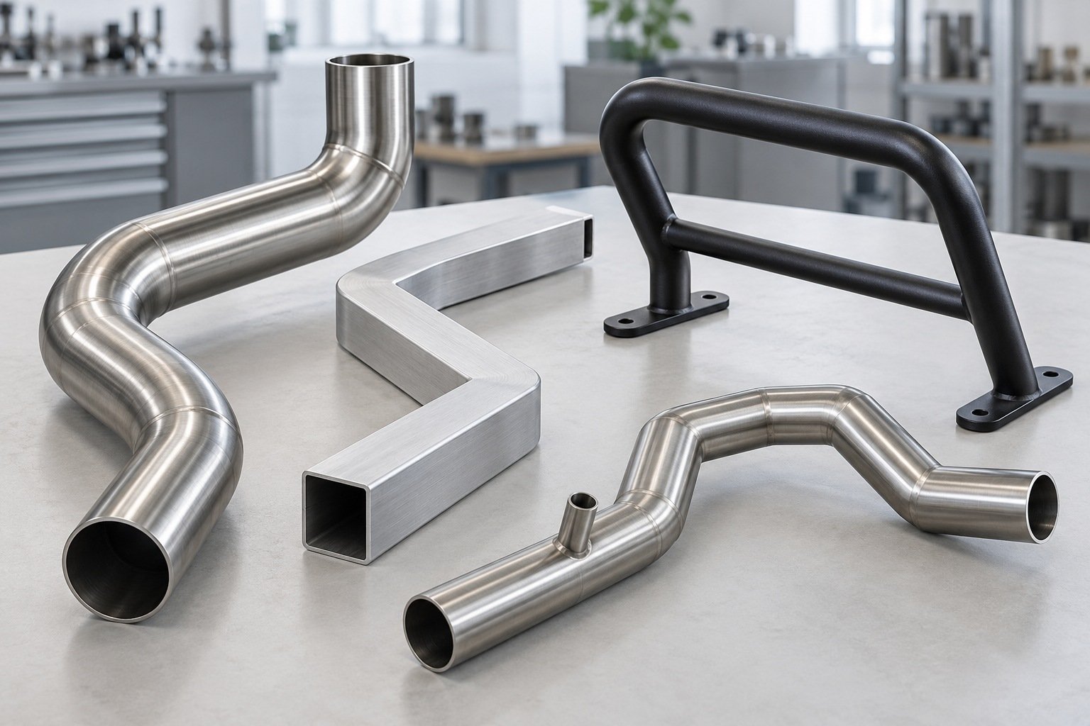 Illustrative bent hollow metal tubes