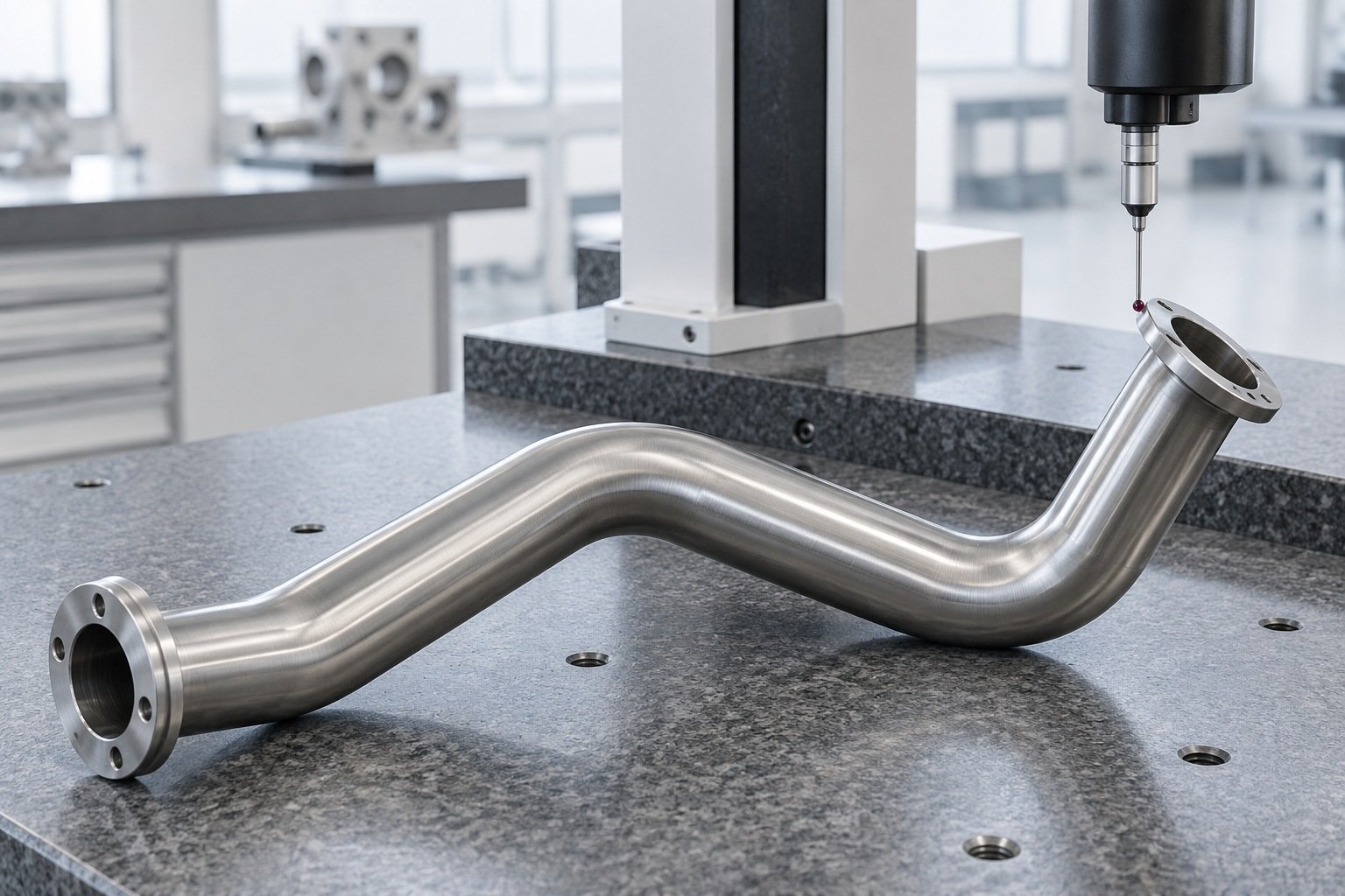 First Bent Sample — illustrative tube inspection and release concept