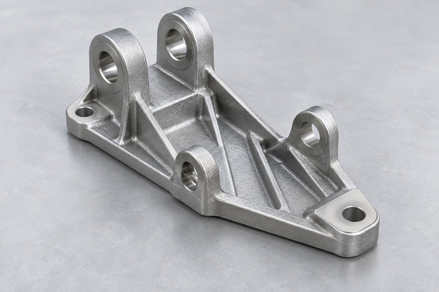 Satin-finished zinc mounting bracket — illustrative coating concept