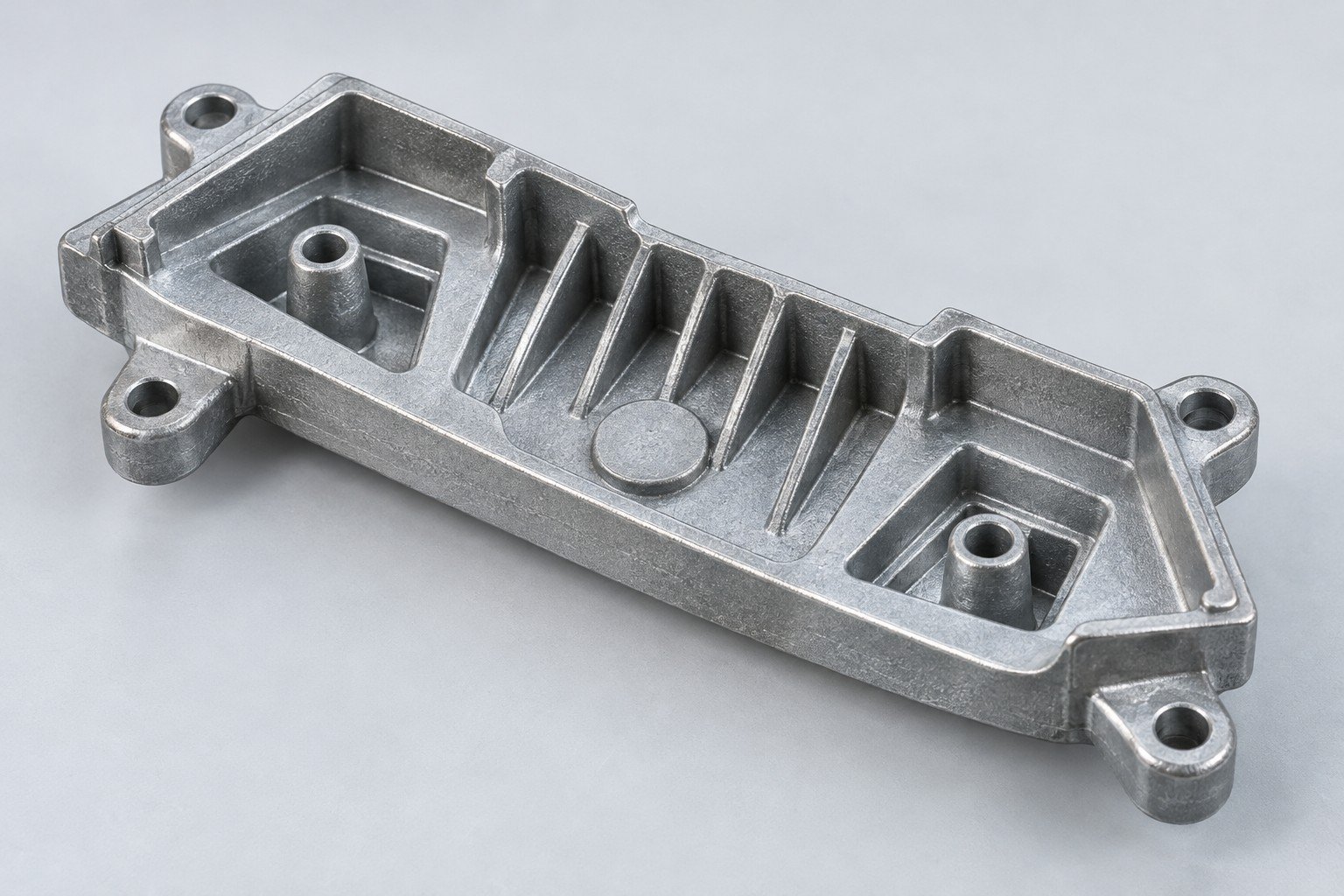 Drafted zinc latch recess and ejection pad — illustrative detail concept
