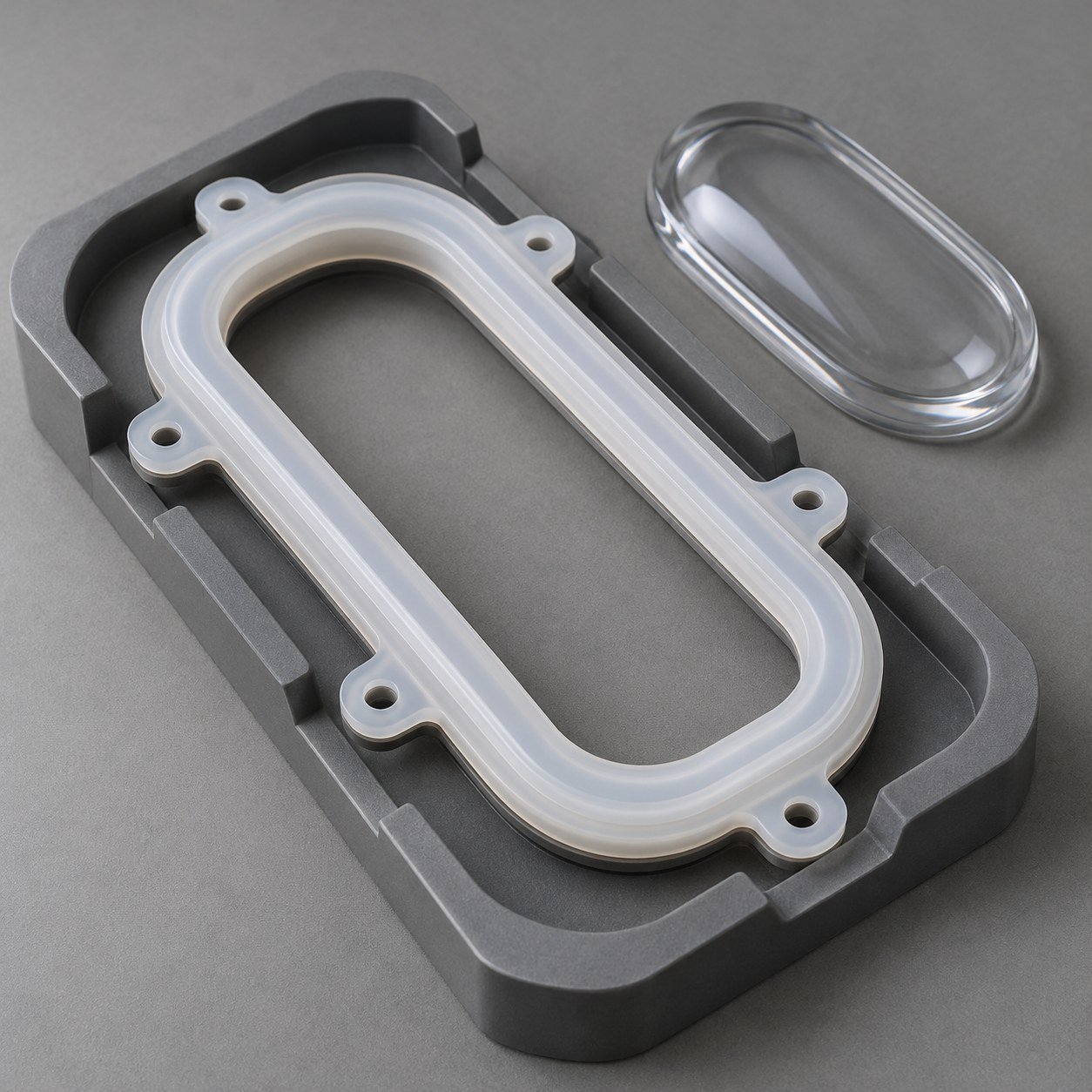Tenuta silicone stampata e geometria di accoppiamento illustrative