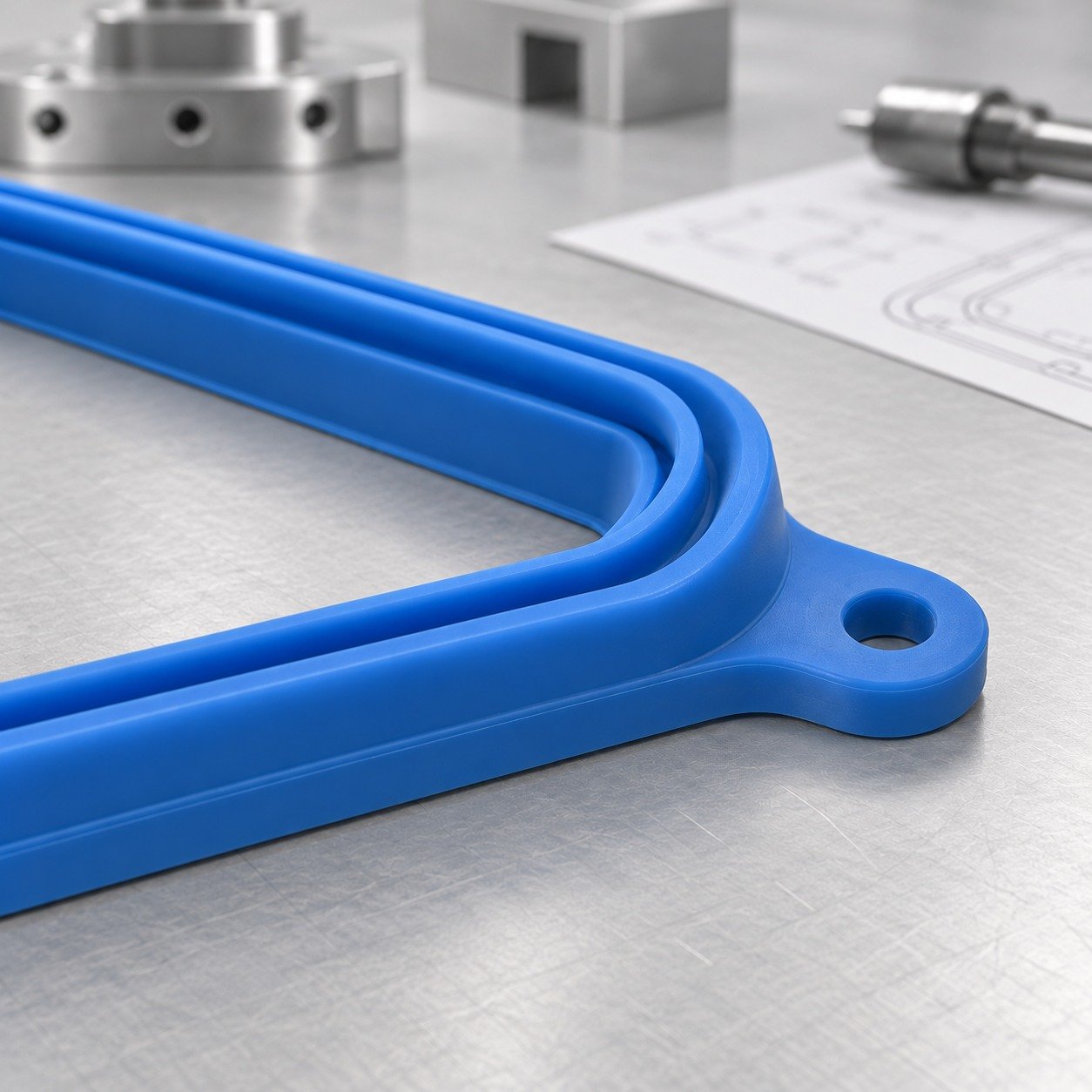 Illustrative molded silicone seal and mating geometry