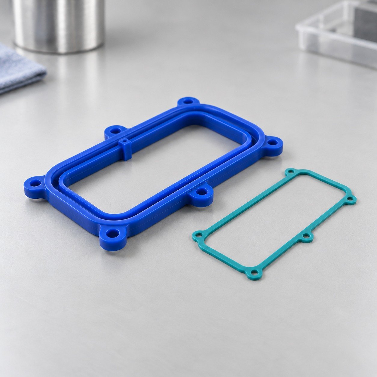 Illustrative molded silicone seal and mating geometry