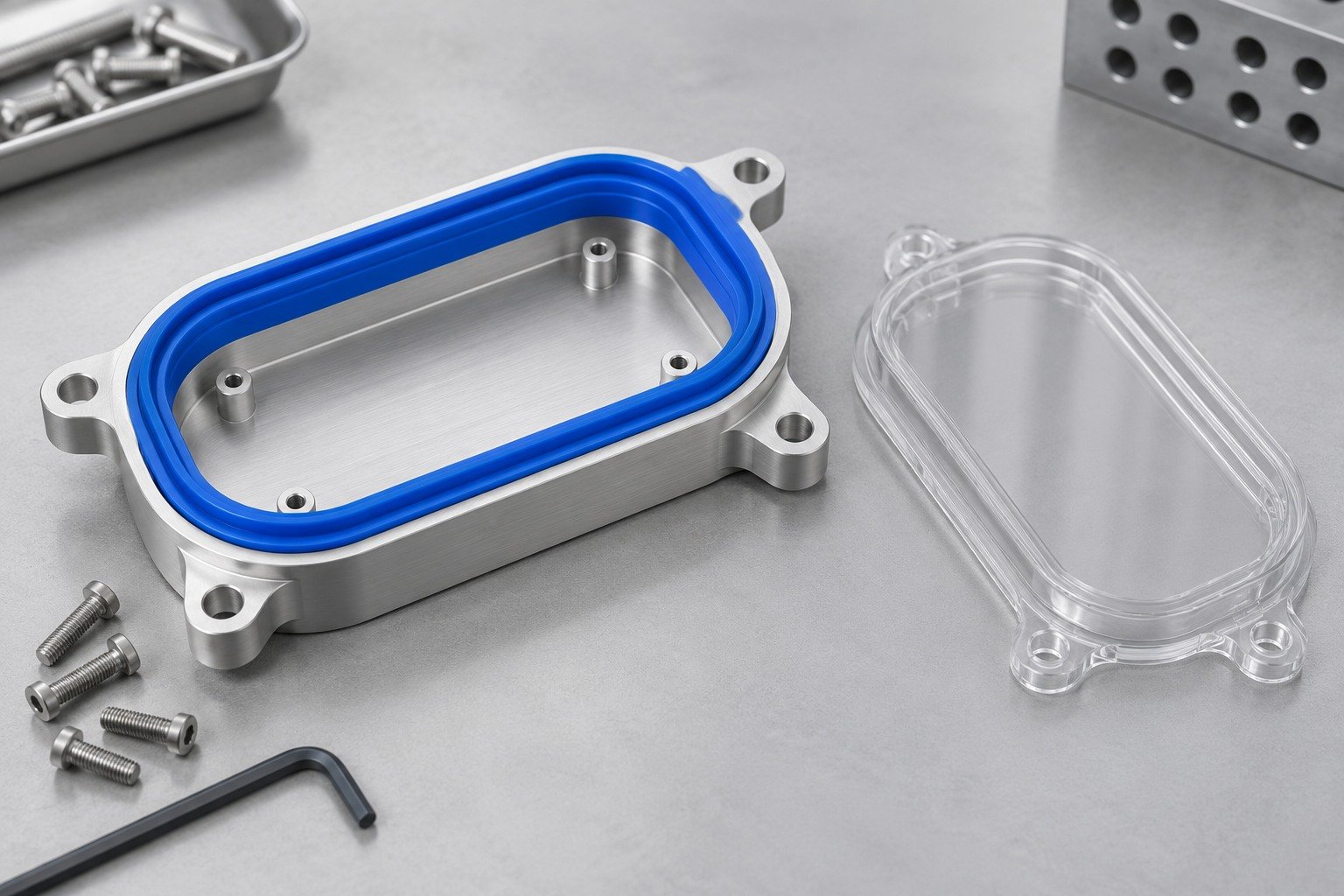 Illustrative molded silicone seal and mating geometry