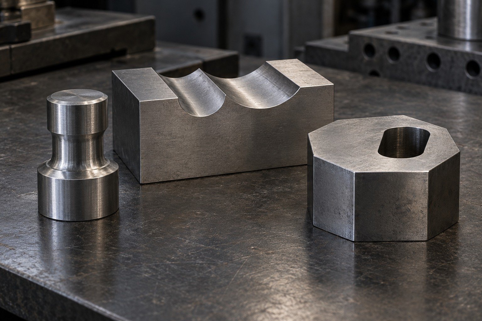 Illustrative M2 precision punch, form-tool blank and wear-insert concept