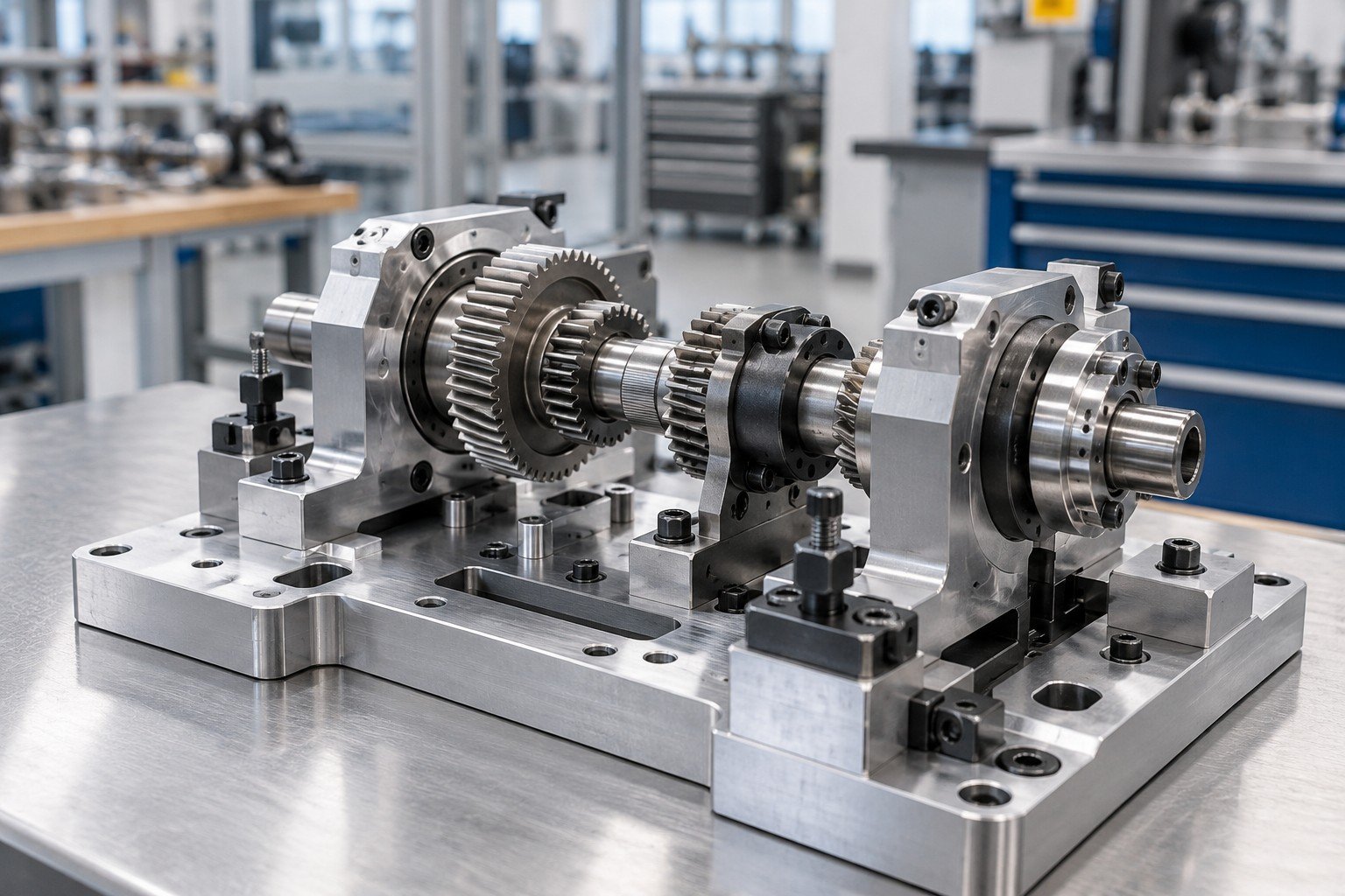 Mechanical components located on a compact dedicated assembly fixture
