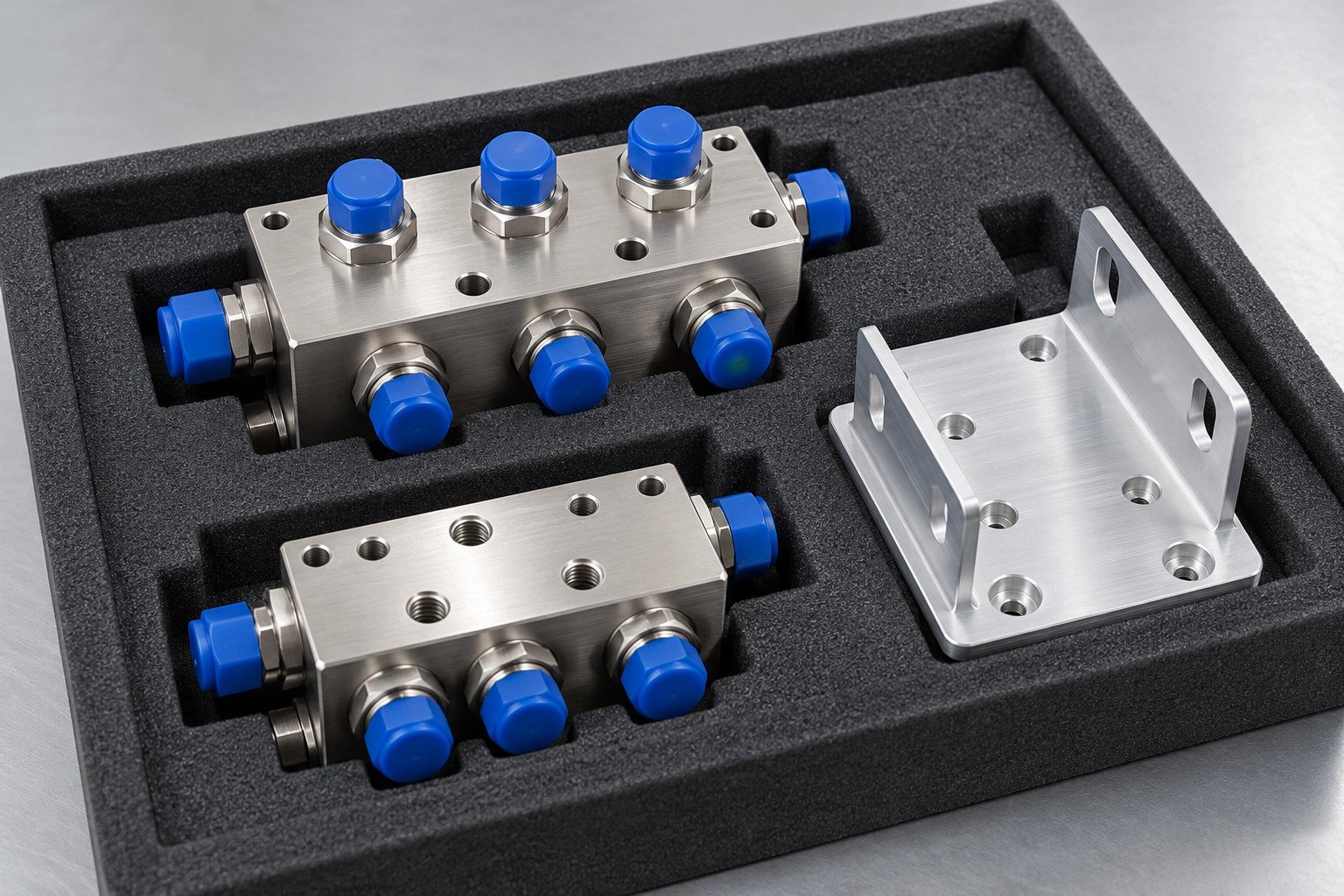Illustrative protection and handling on a CDU manifold component concept, not documentary company or customer photography
