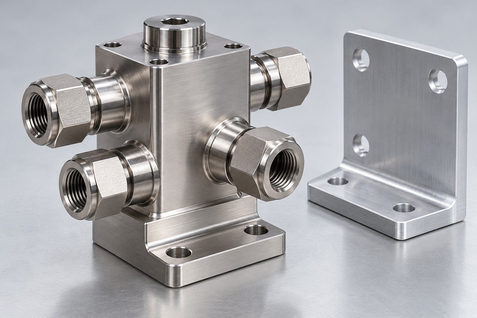 Illustrative page-specific CDU manifold and mounting bracket concept; not a documentary customer part or complete operating CDU