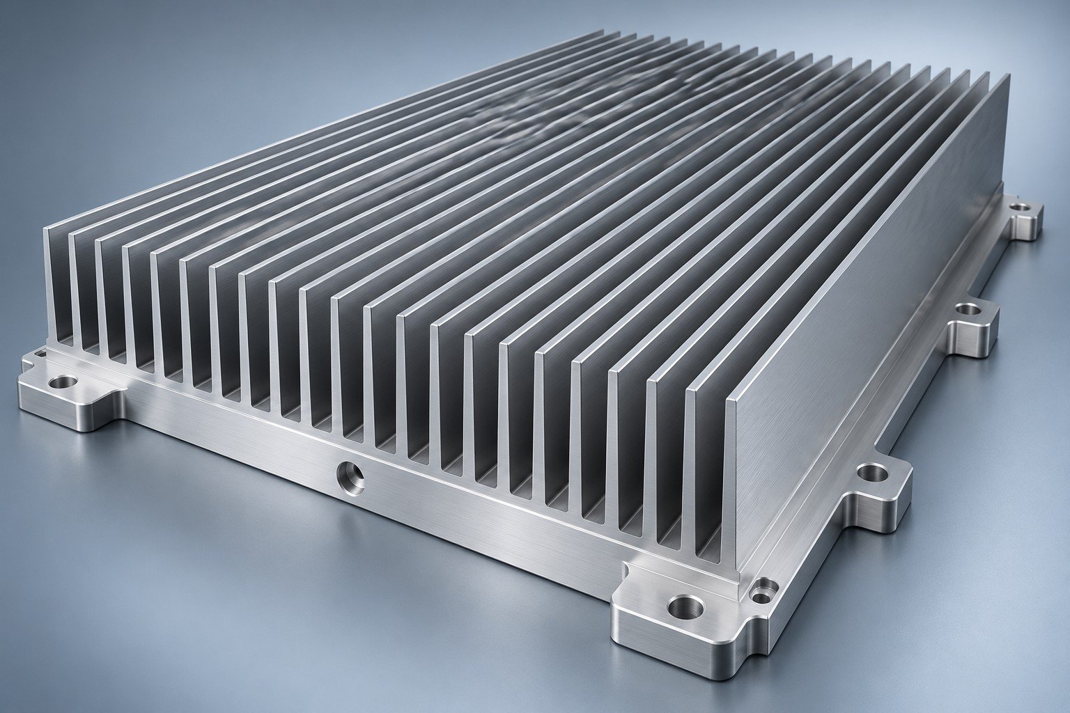 Illustrative finned heat sinks concept; not documentary customer photography