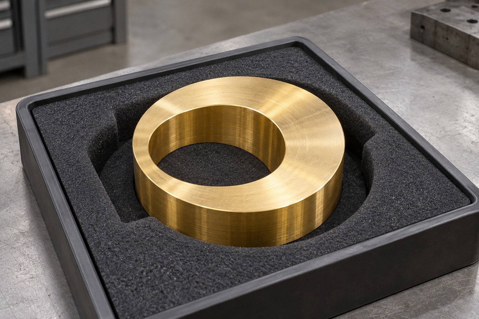 Brass spacer concept in individual protective pocket — illustrative generated component concept
