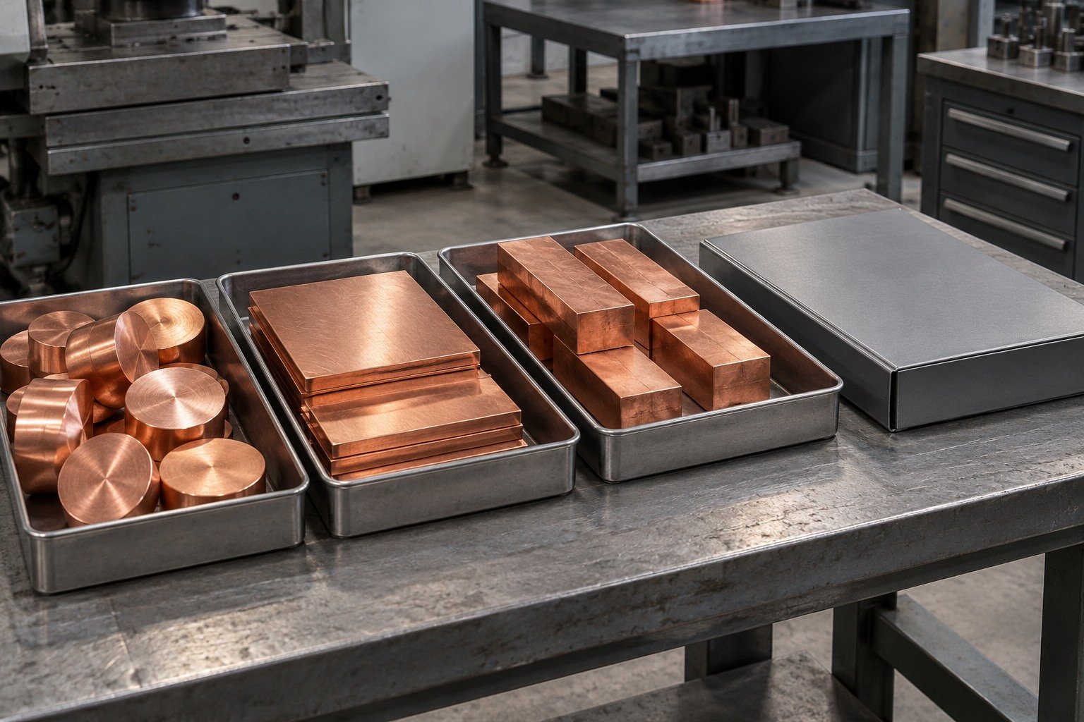 Copper stock forms and receiving-document folder — illustrative generated component concept